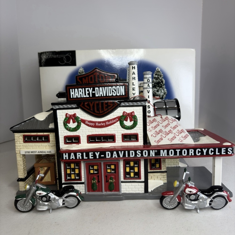 Department 56 Snow Village Harley-Davidson Manufacturing 54948 Box Tag 3 Pc